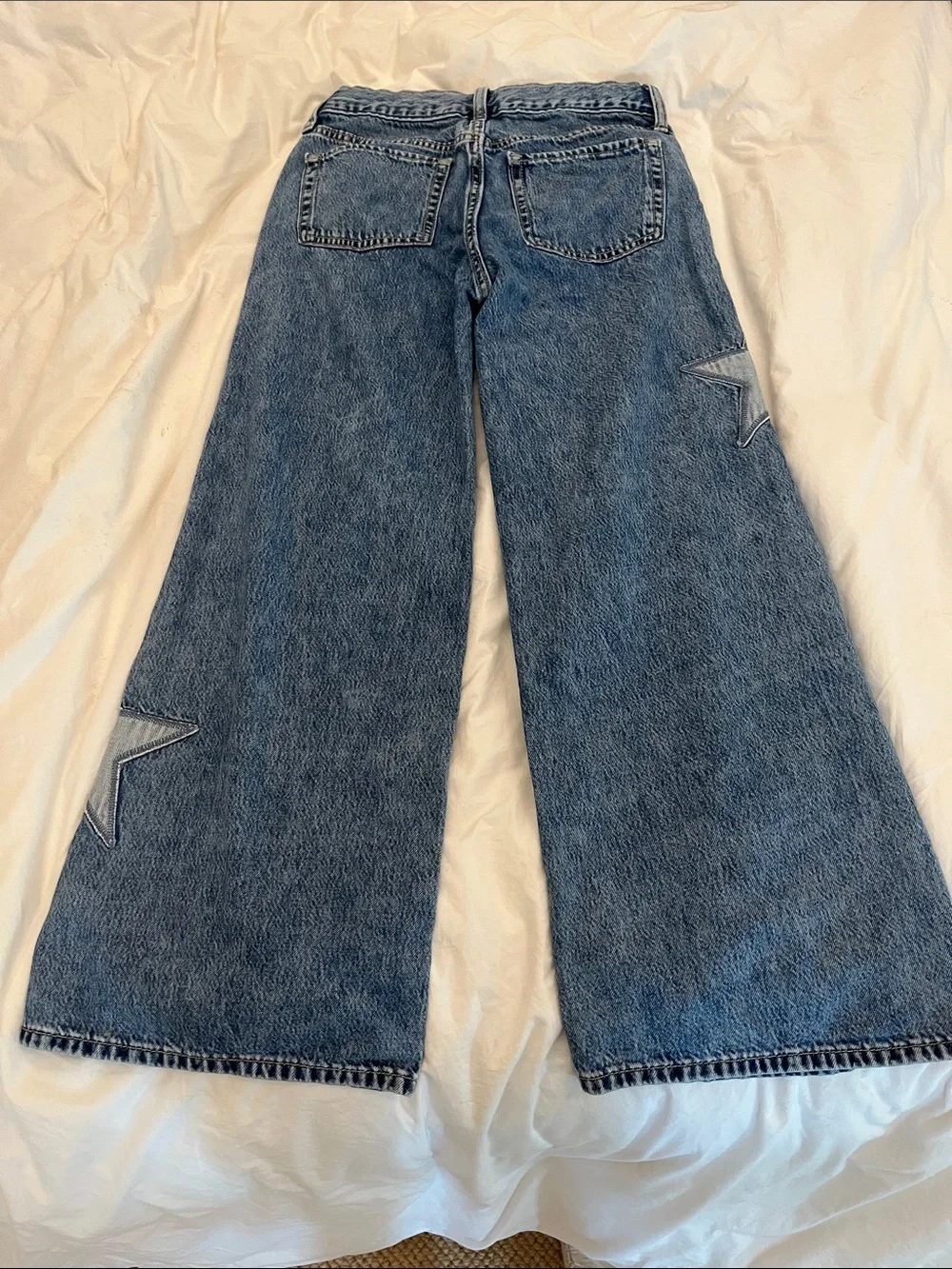 Old Navy Kids Wide-Leg Jeans with Star Patches - Blue